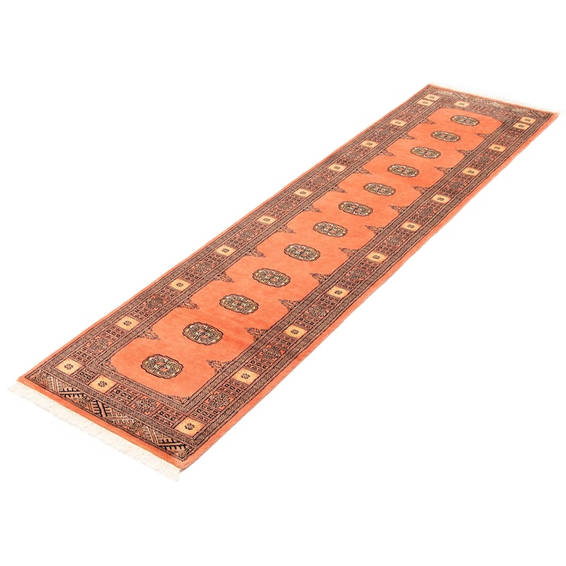 ECARPETGALLERY Hand-knotted Finest Peshawar Bokhara Salmon Wool Rug - 2'7 x 10'3