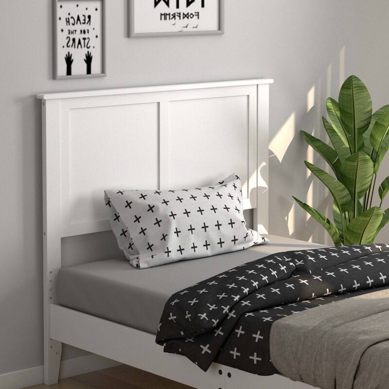 Gymax Twin Wood Headboard Flat Panel Pre-drilled Holes Height