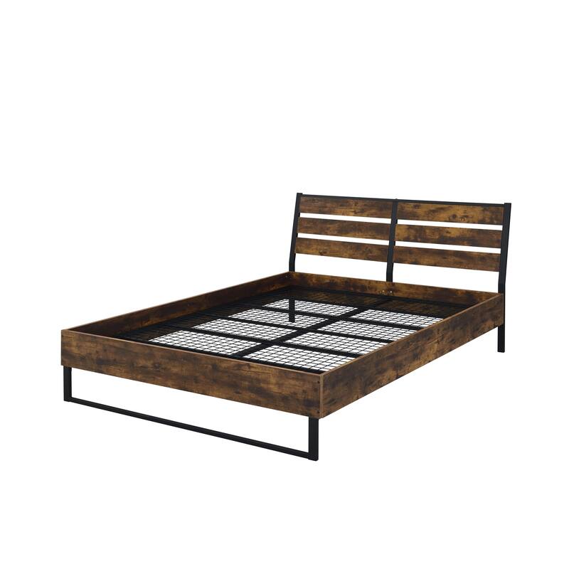 Juvanth Rustic Oak & Black Finish E. King Bed
