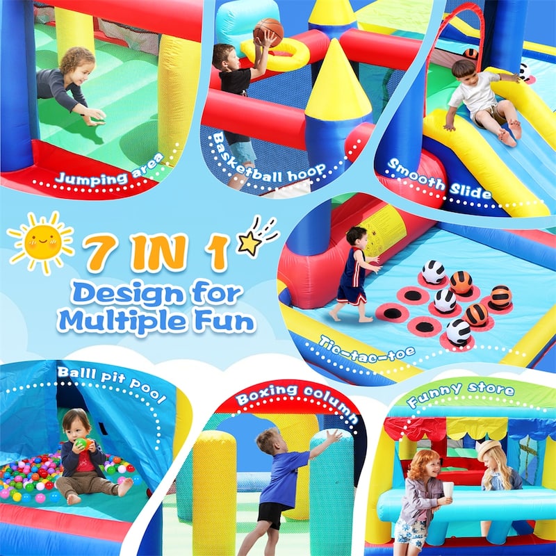 7 in 1 Inflatable Bounce House with Ball Pit - N/A