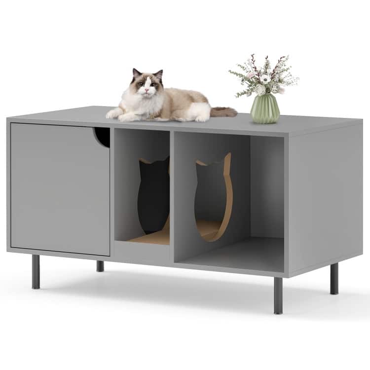 40 Inch Cat Litter Box Cabinet for 2 Cats, Hidden Washroom Enclosure - 40" x 21" x 22"