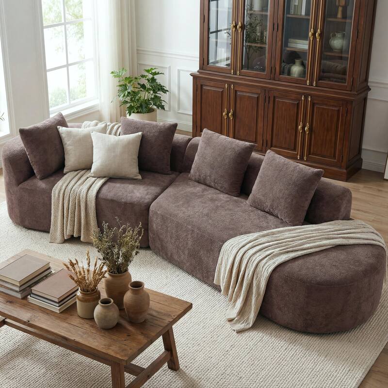 Christopher Knight Home - Modern Curved Upholstered Sectional Sofa