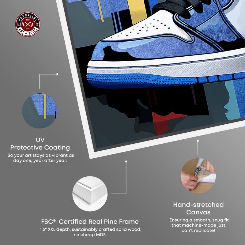 Notoriart Primary Sneakers Framed Sneaker 1 Piece Canvas Wall Art