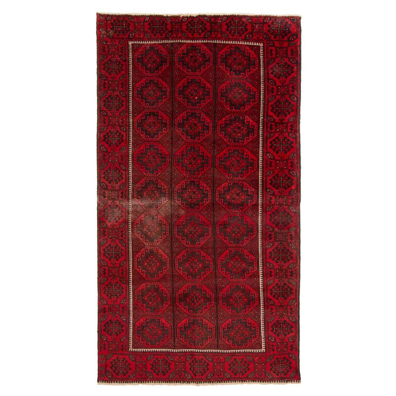 ECARPETGALLERY Hand-knotted Baluch Red Wool Rug - 4'0 x 7'5