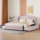 preview thumbnail 1 of 16, Upholstered Platform Bed with Wingback Headboard and 4 Drawers, No Box Spring Needed, Linen Fabric, Queen Size Pink Pink