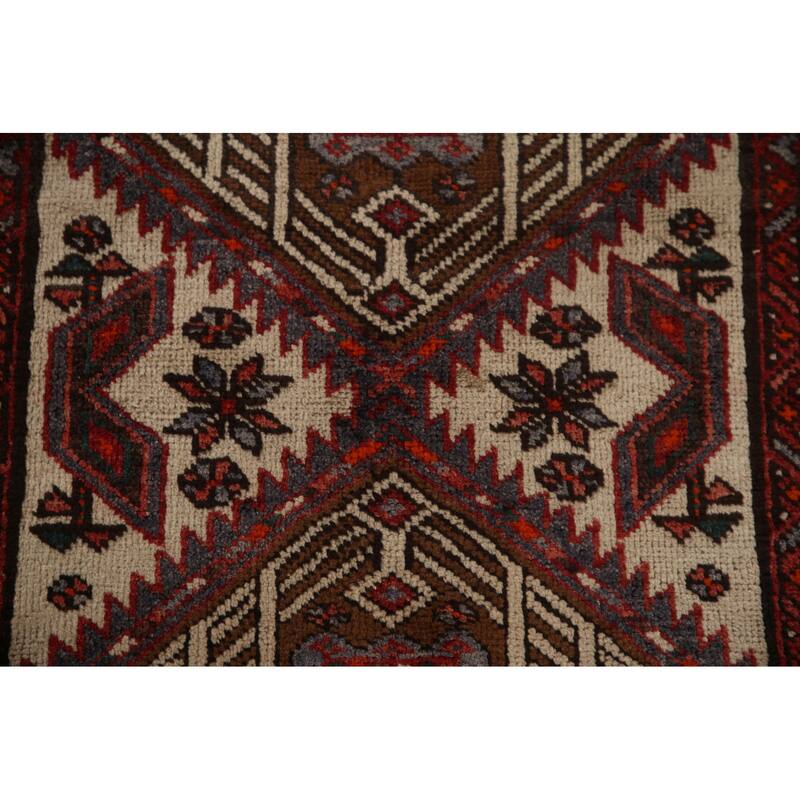 Ardebil Persian Vintage Runner Rug Hallway Handmade Wool Carpet - 3'2"x 11'5"