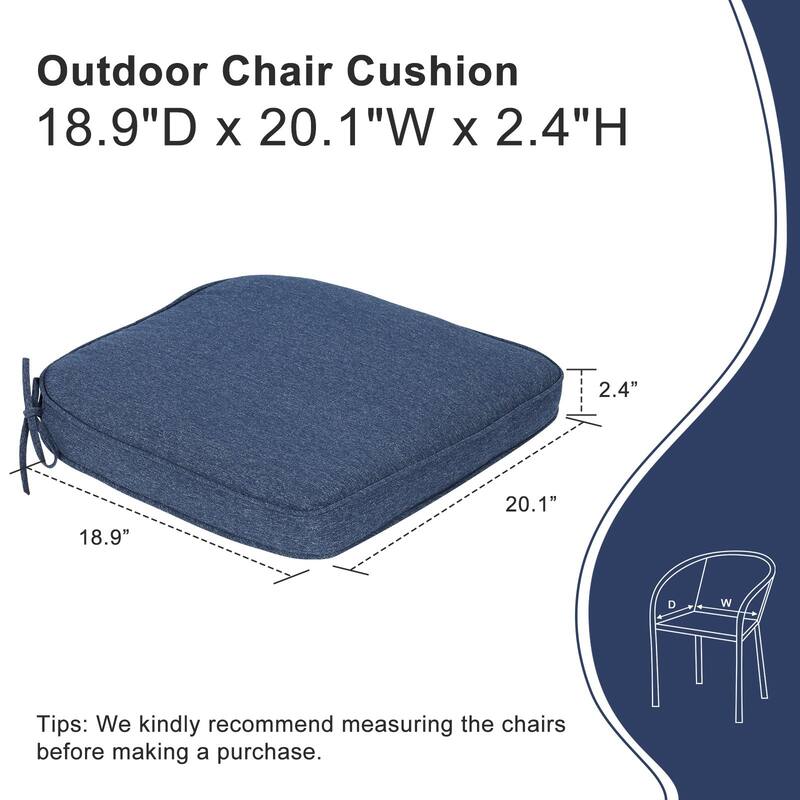 Aoodor Outdoor Dining Chair Cushions Set of 4, Outdoor Chair Pads with Ties, 20 x 19 inch - 20"x19"