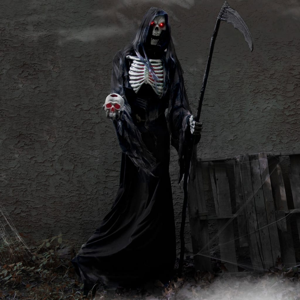 Haunted Hill Farm 7-Ft. Tall Khronos the Rotting Reaper, Premium Talking Halloween Animatronic, Plug-In