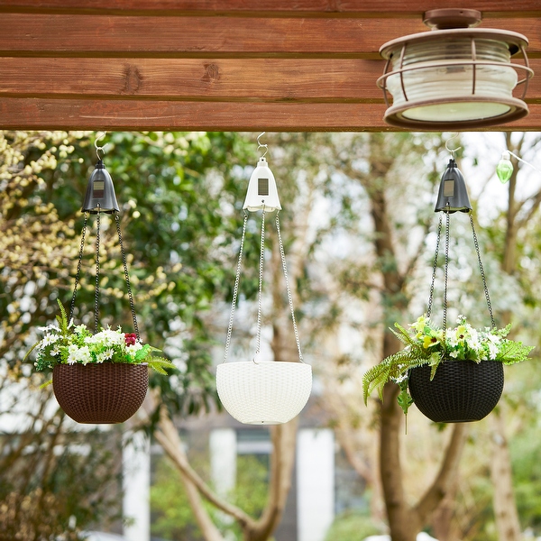 Glitzhome 30 H Solar Lighted Plastic Hanging Planter Basket On Sale Bed Bath Beyond 33449580