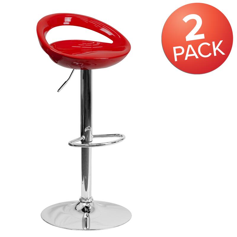 Height-adjustable Barstools with Rounded Cutout Backs (Set of 2) - 18.25"W x 18.25"D x 30.25" - 38.75"H