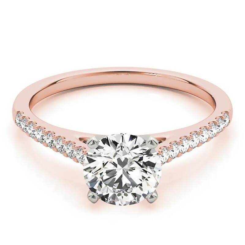Auriya 14k Gold Round Moissanite Engagement Ring 2/3ctw - Rose - 6.5