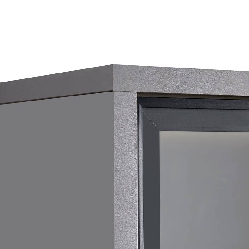 Roomfitters 60.6'' Display Cabinet with Glass Doors, Freestanding Pantry Storage Cabinet with Adjustable Shelves for Home, Grey