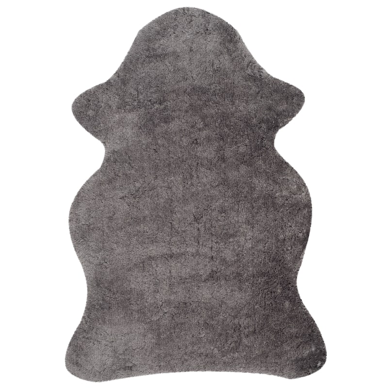 SAFAVIEH Handmade Vukosava Shag Guenevere 3-inch Extra Thick Rug - 3' x 5' Scallop - Grey - Runner/Round
