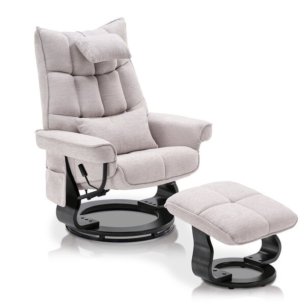 MCombo Swivel Recliner with Ottoman and massage Chenille fabric 4605 On Sale Bed Bath Beyond 37543822