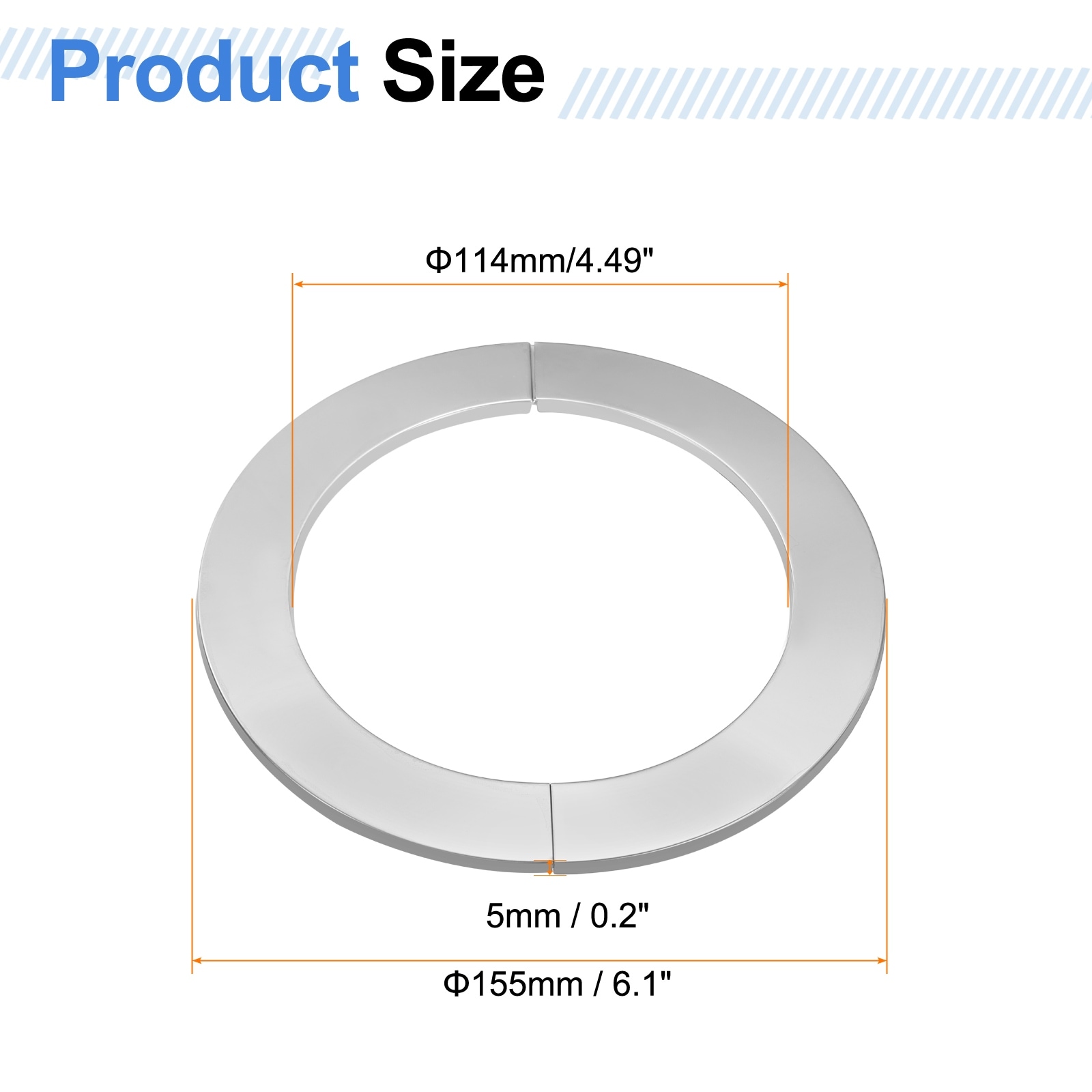 Wall Split Flange Stainless Steel Self-Adhesive Split Flange Pipe Escutcheon Collar for Floor Ceiling Bathroom - Silver