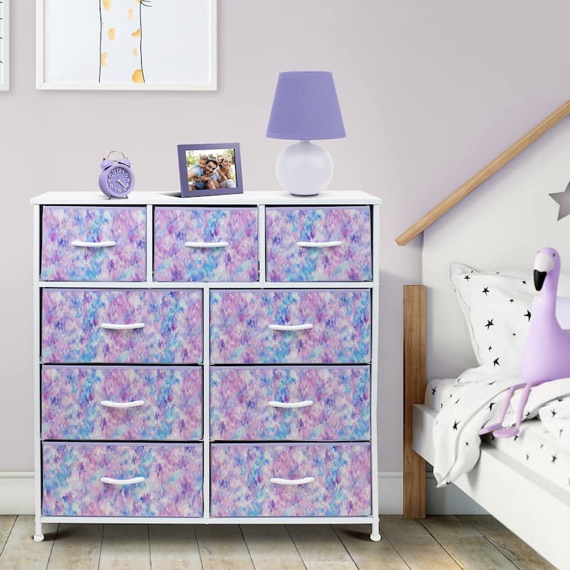 Modern Color Print 9-cubby Storage Tower