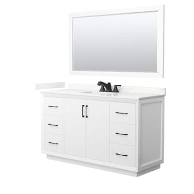 Strada 60-inch Single Vanity, Quartz Top, 58-inch Mirror