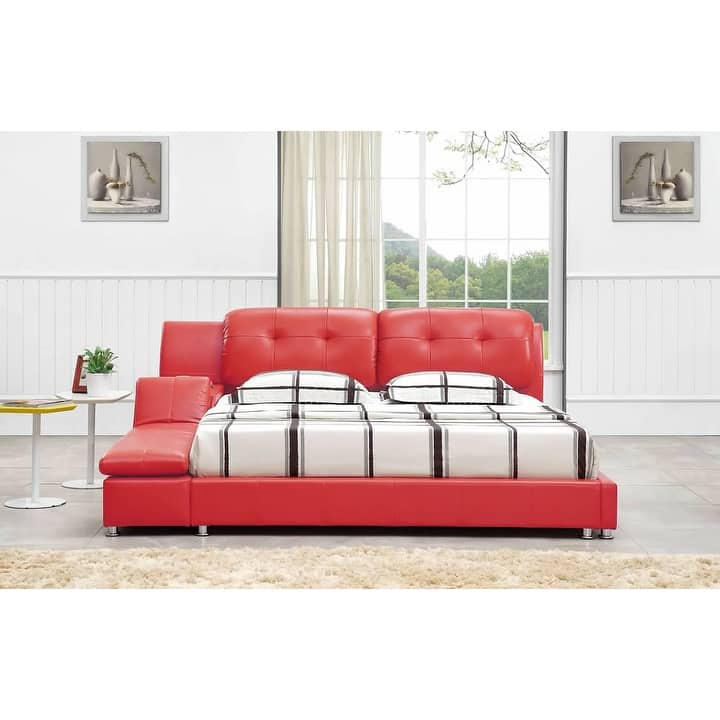 Greatime Modern Faux Leather Upholstered Storage Platform Bed