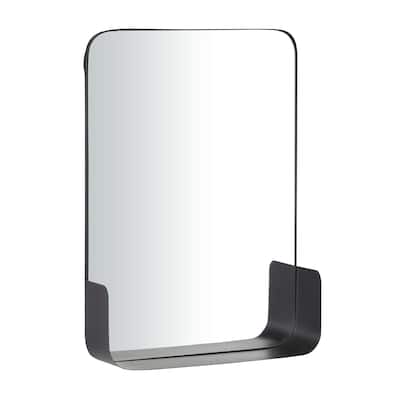 Metal 1 Shelf Wall Mirror - Black or Gold - CosmoLiving by Cosmopolitan