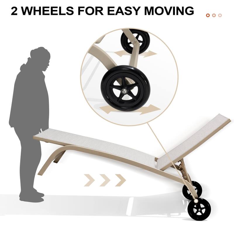 Crestlive Outdoor Adjustable Chaise Lounge Chairs with Wheels - See the Picture