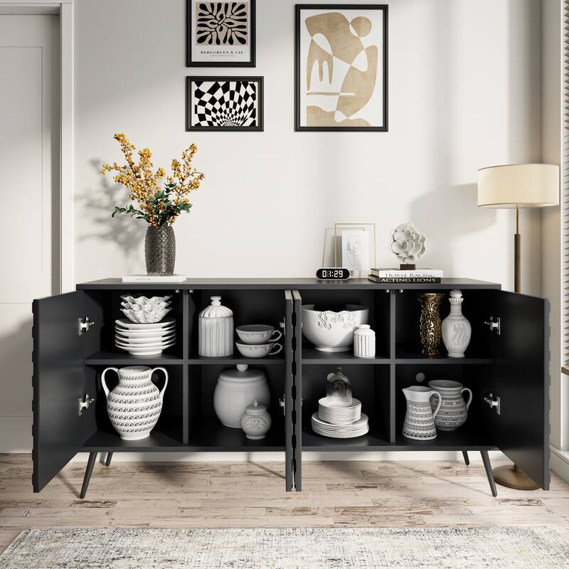 63" Modern Sideboard With 5 Stable Legs And 4 Adjustable Shelves,Buffet Cabinet