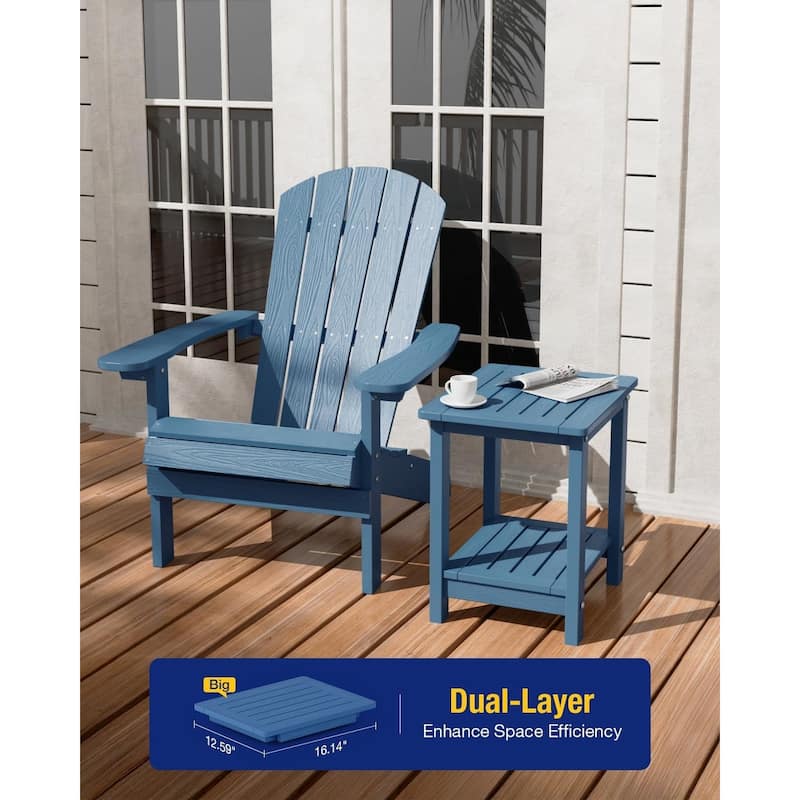 WINSOON HIPS All Weather 2 Layer Outside Table Adirondack Square Side Table