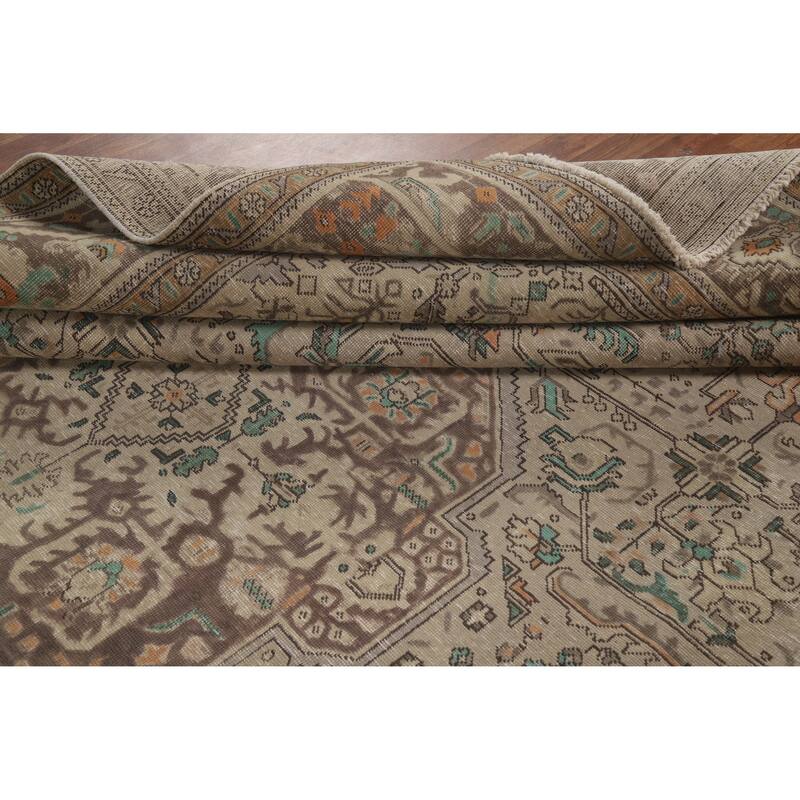 Tabriz Persian Vintage Area Rug Hand-Knotted Bedroom Wool Carpet - 9'6" x 12'8"