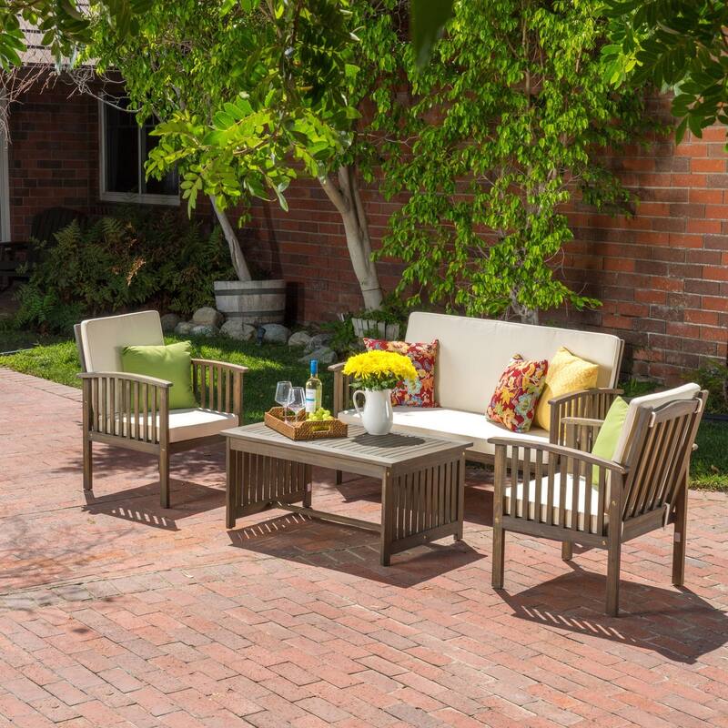 4-Piece Wood Patio Conversation Set