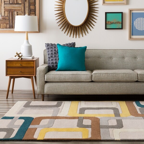Shop Hand-tufted Bassenge Light Grey Geometric Squares ... (600 x 600 Pixel)