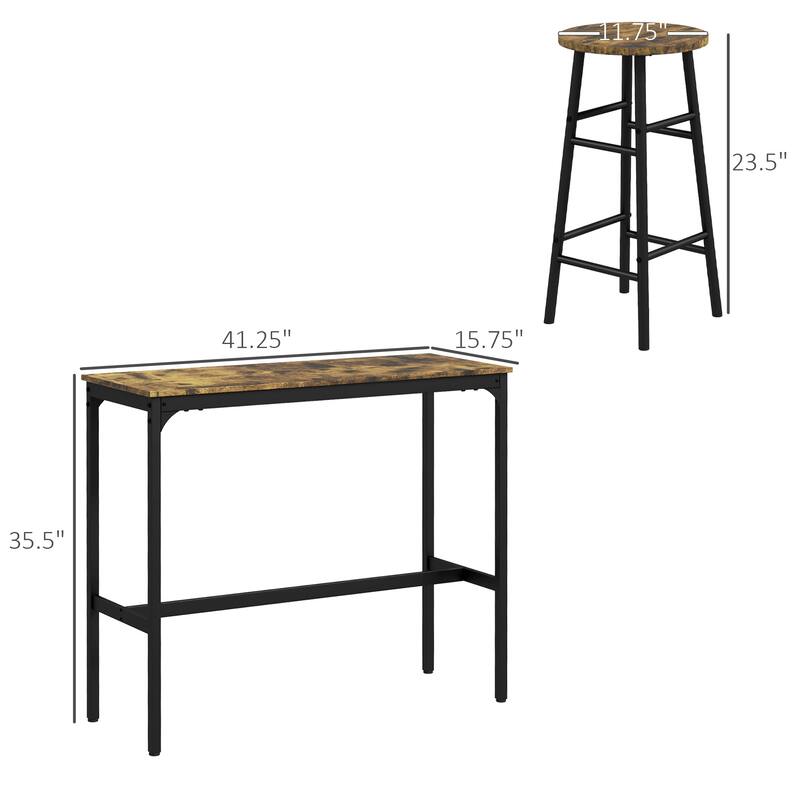Modern 5-Piece Dining Set with Square Counter Height Bar Table & 4 Bar Stools