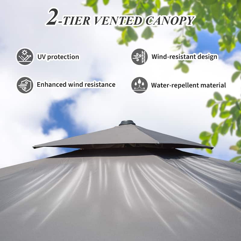 10'X10' Square Cantilever Umbrella with Center Pole, (Base Not Included)