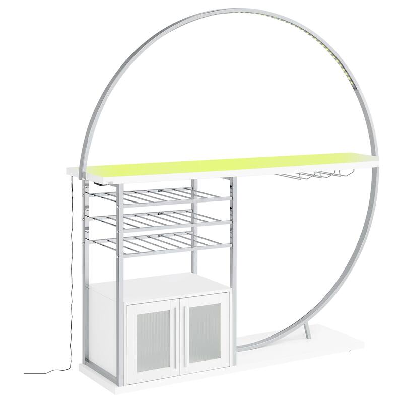 Risley 2-door Circular LED Home Bar with Wine Storage