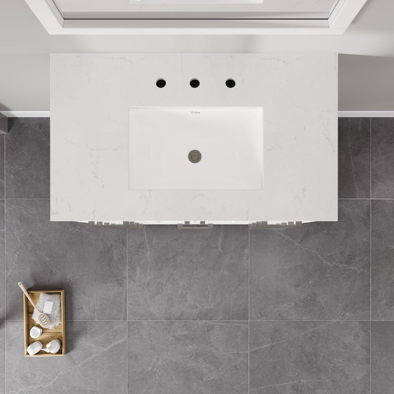 Eviva Hampton 36"W x 22"D Bath Vanity with White Carrara Quartz Top