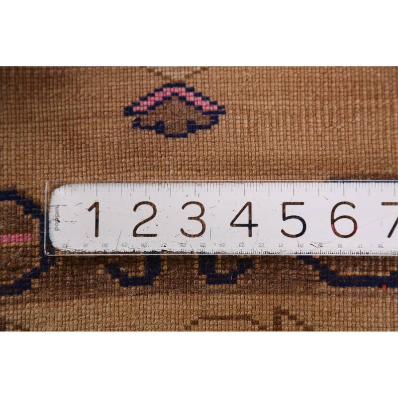 Hand Knotted Oriental 100% Wool Carpet Transitional Geometric Beige & Ivories Anatolian Area Rug - 2' 6'' X 1' 7''