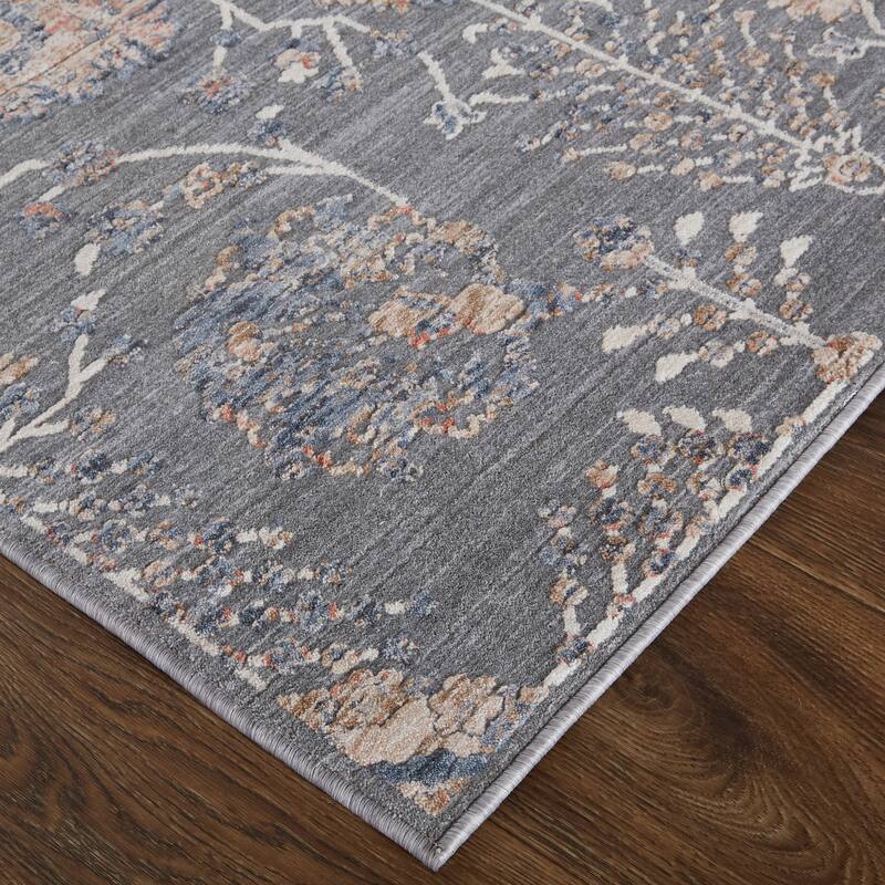 Sybil Transitional Oriental Style Rug, Charcoal/Biscuit Tan
