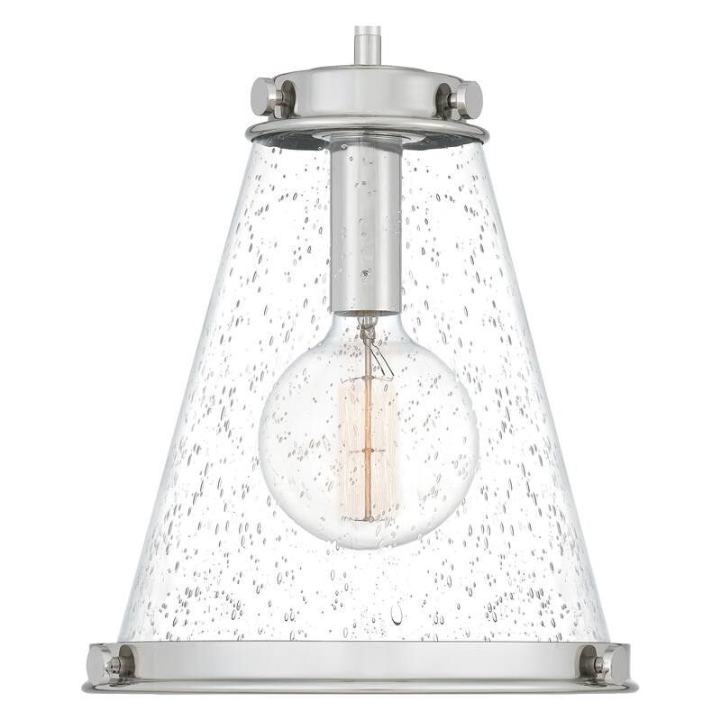 Quoizel Bristol 1-Light Industrial Mini Pendant with Seeded Glass