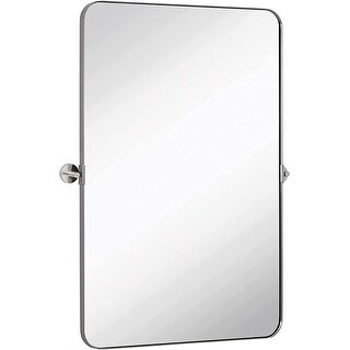 Silver Metal Surrounded Round Pivot Mirror | Silver Backed Adjustable ...