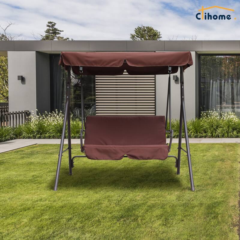 Clihome 2 Person Outdoor Porch Swing with Removable Cushions
