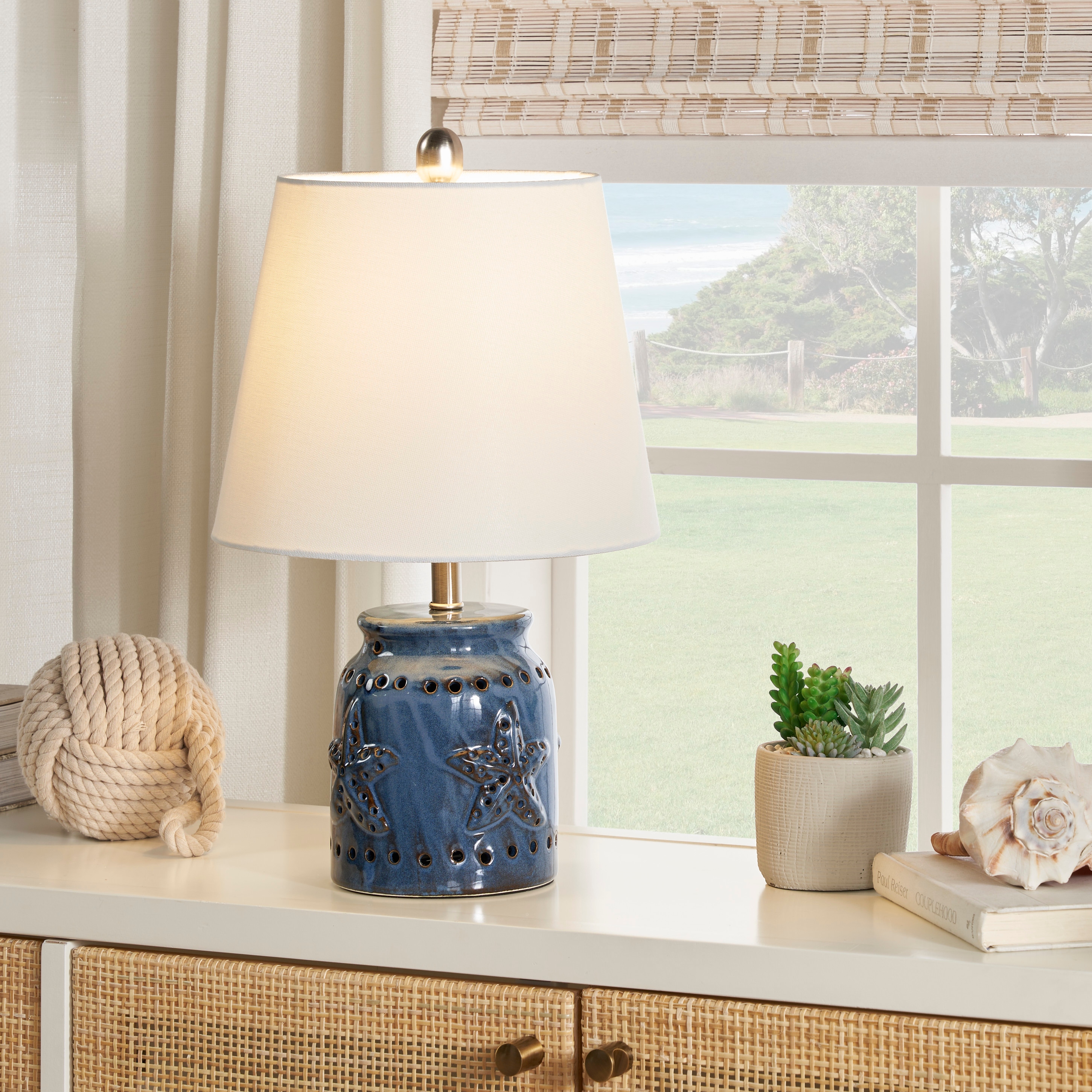 Nourison 18 Starfish Weathered Ceramic Coastal Table Lamp On Sale Bed Bath Beyond 39926178