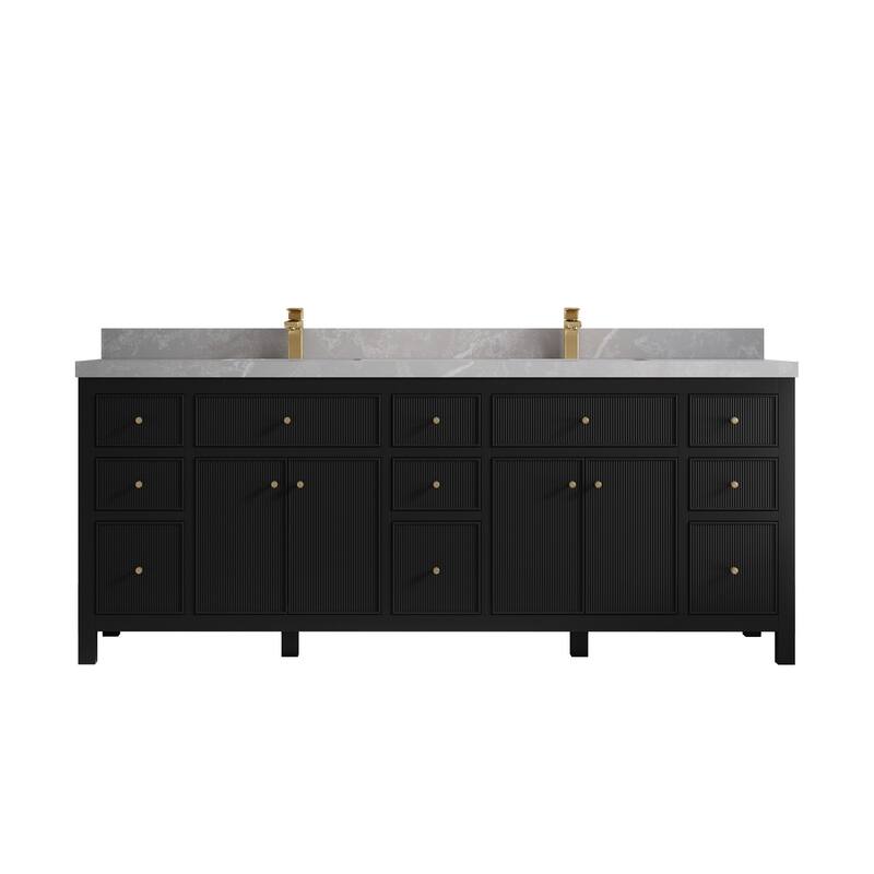 Willow Collections 84 in. W x 22 in. D Sonoma Free Standing Reeded Double Sink Bathroom Vanity with Countertop