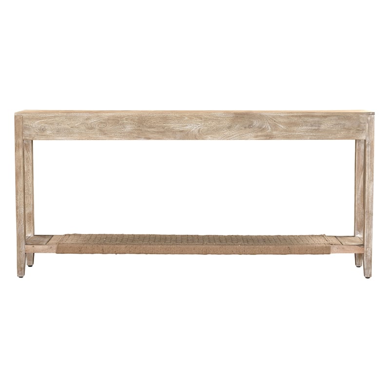 Whispen Coastal Wood and Jute Storage Console Table by Sevita - 72" L x 12" W x 34" H