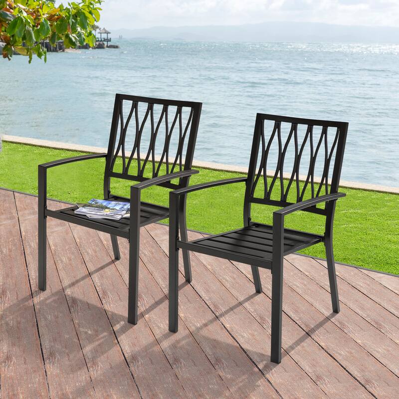 Outdoor 2-Piece Patio Chair Set, Iron Finish, Black