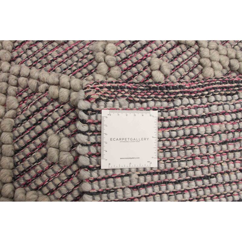 ECARPETGALLERY Braid weave Sienna Grey Wool Rug - 5'0 x 7'11