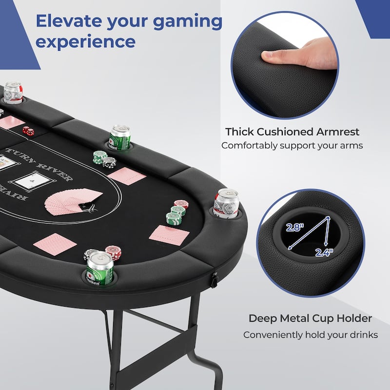 Gymax 8 Player Foldable Poker Table Portable Folding Texas Holdem