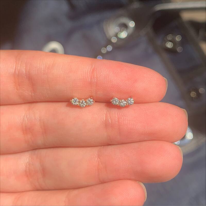 Joelle Collection Diamond Earrings 1/3 cttw 3-Stone Cluster Earrings 14K Gold Beautiful Gift