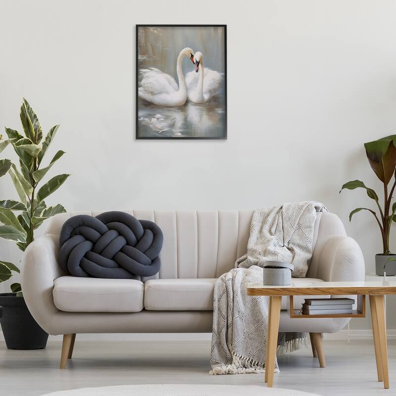 Stupell Kissing Swans on Pond Framed Giclee Art Design By Arlington Prints