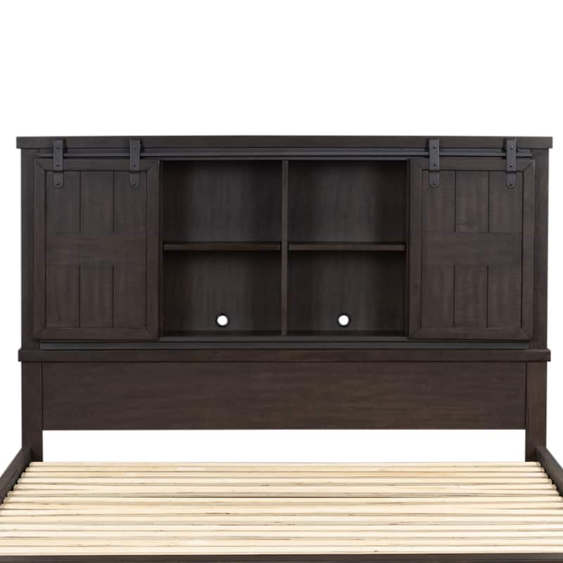 Thornwood Hills Rock Beaten Gray with Saw Cuts King Bookcase Bed