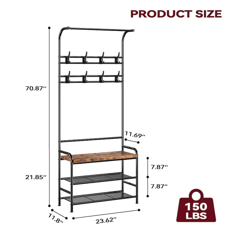 Coat Bench Hall Tree Shoe Rack for Entryway