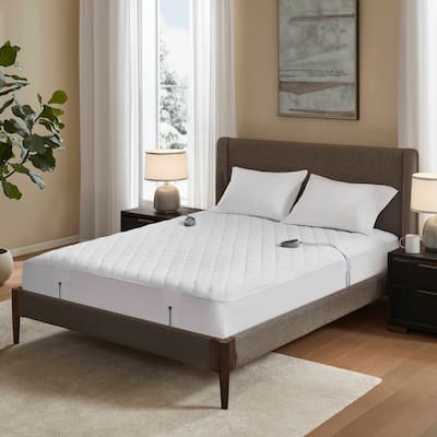 Beautyrest Cotton Deep Pocket Heated Mattress Pad-20 Heat Settings - White