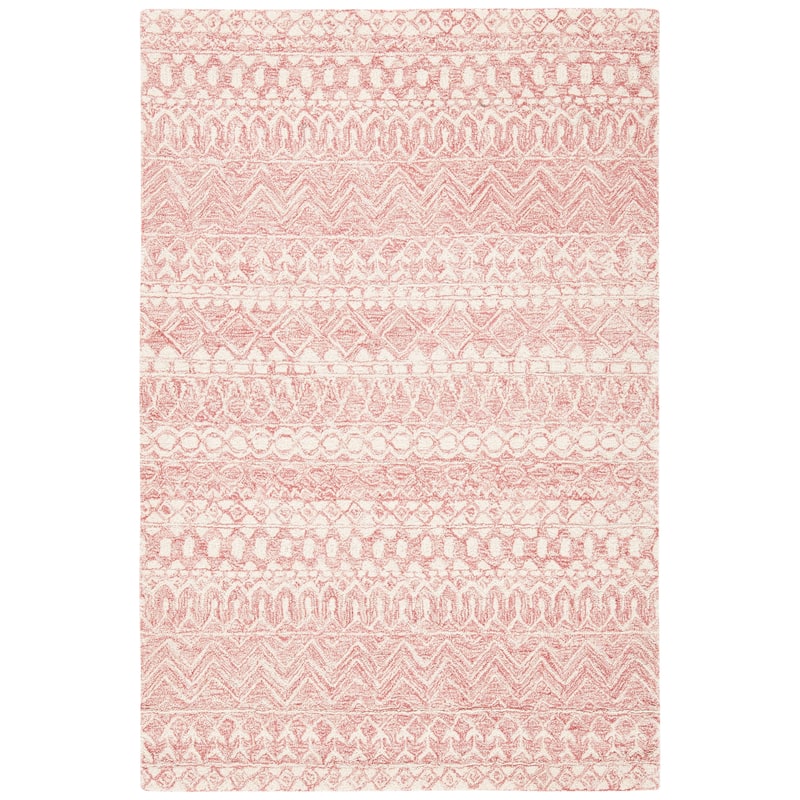 SAFAVIEH, Handmade Micro-Loop Fedosia Wool Rug - 2'6" x 4' - Pink/Ivory